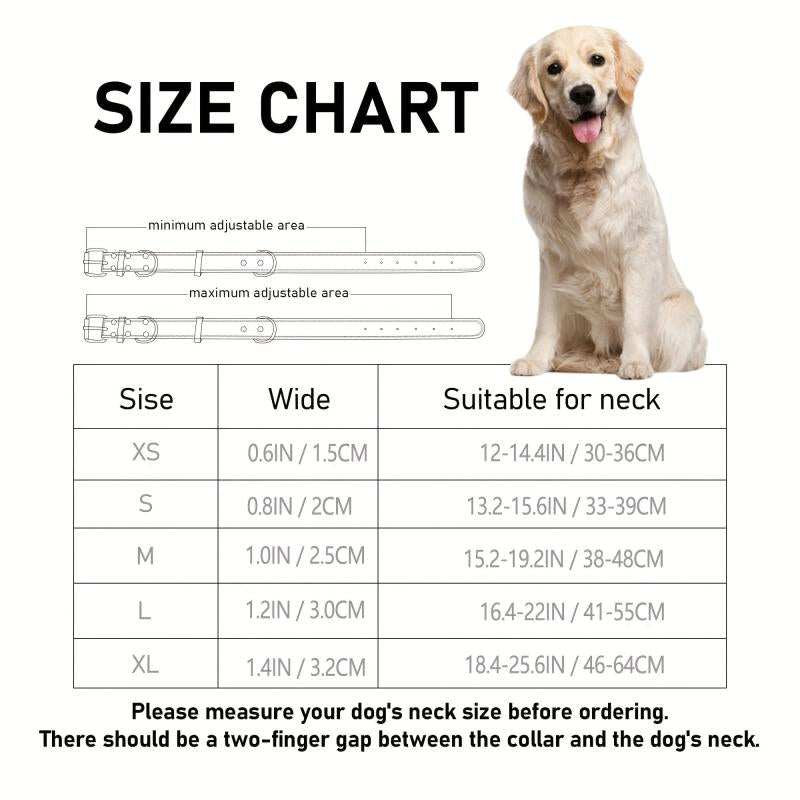 Heavy Duty Leather Dog Collar for Small, Medium, Large Dogs