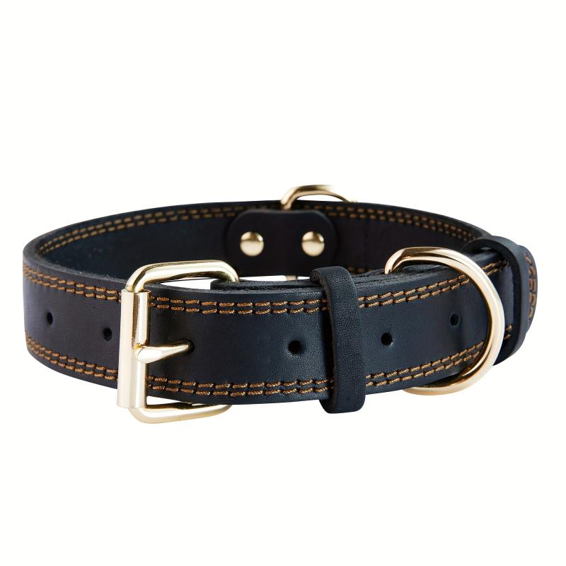 Heavy Duty Leather Dog Collar for Small, Medium, Large Dogs
