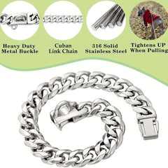 15mm Dog Chain Collar Secure Buckle Strong Heavy Duty Small Dogs