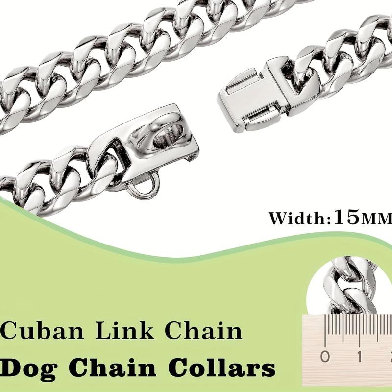 15mm Dog Chain Collar Secure Buckle Strong Heavy Duty Small Dogs