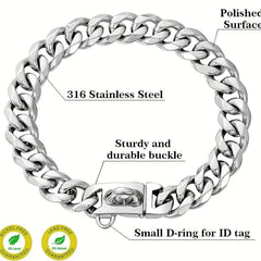 15mm Dog Chain Collar Secure Buckle Strong Heavy Duty Small Dogs