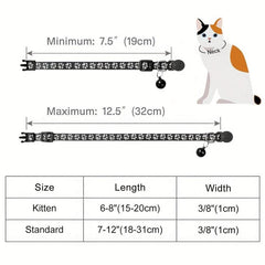 Personalized Cat Collar with Nameplate and Bell - Adjustable Nylon Collar