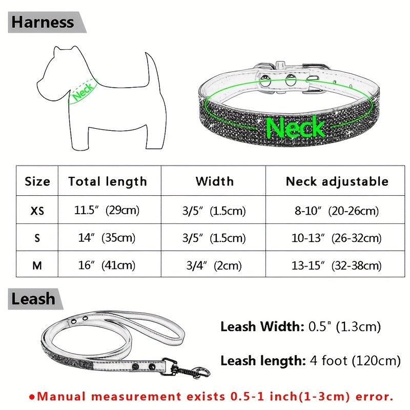 Rhinestone Bowknot Dog Collar Leash Set for Small Medium Dogs Cats