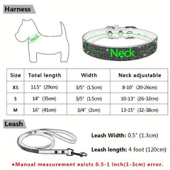Rhinestone Bowknot Dog Collar Leash Set for Small Medium Dogs Cats