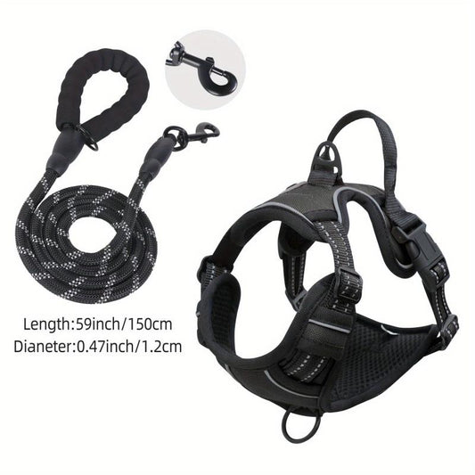 Reflective No Pull Dog Harness and Leash Set - Easy Control Vest