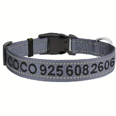 Reflective Personalized Dog Collar - Custom Embroidered with Name & Number