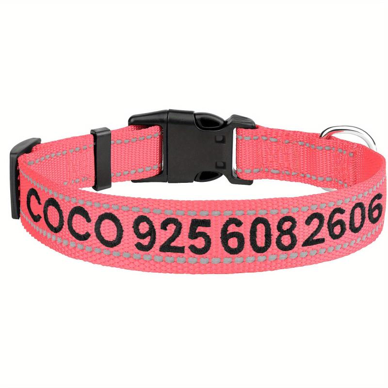 Reflective Personalized Dog Collar - Custom Embroidered with Name & Number