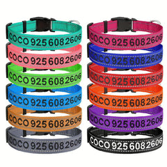 Reflective Personalized Dog Collar - Custom Embroidered with Name & Number