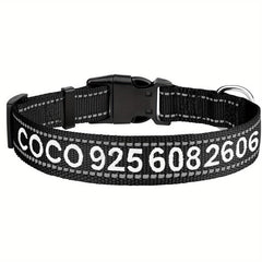 Reflective Personalized Dog Collar - Custom Embroidered with Name & Number