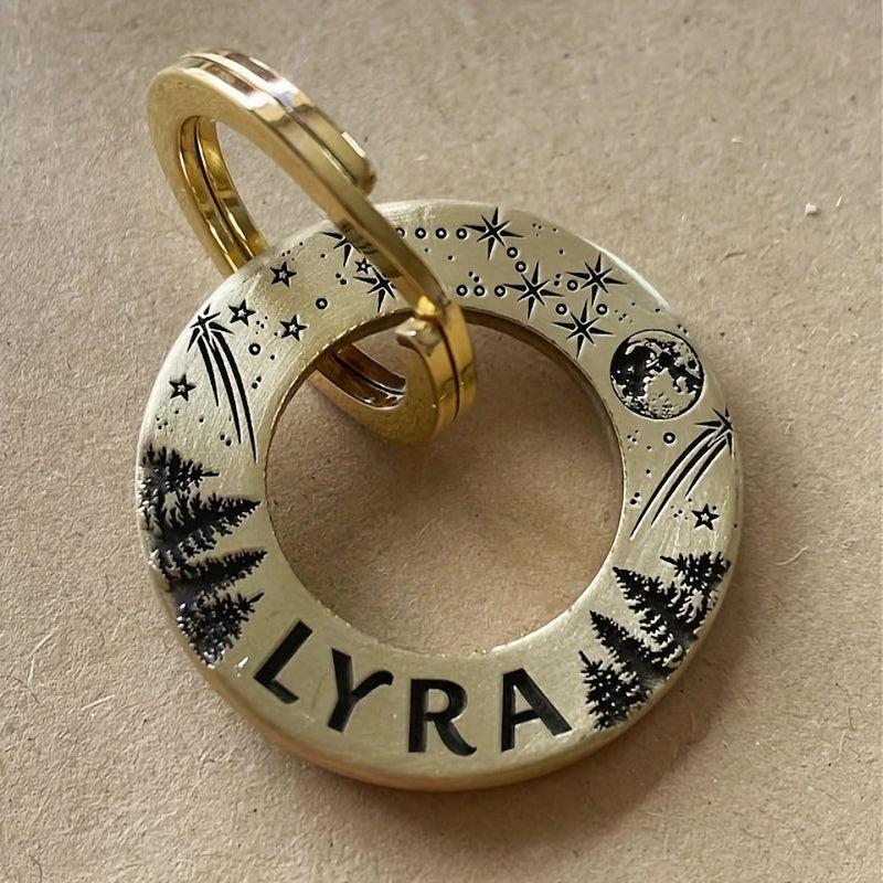Personalized Cat Dog Name Tag for Collar in Shabby Style