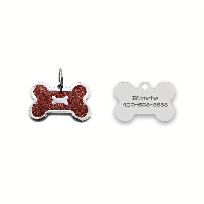 Custom Bone Shaped Dog Collar Pendants Engraved Pet Tag