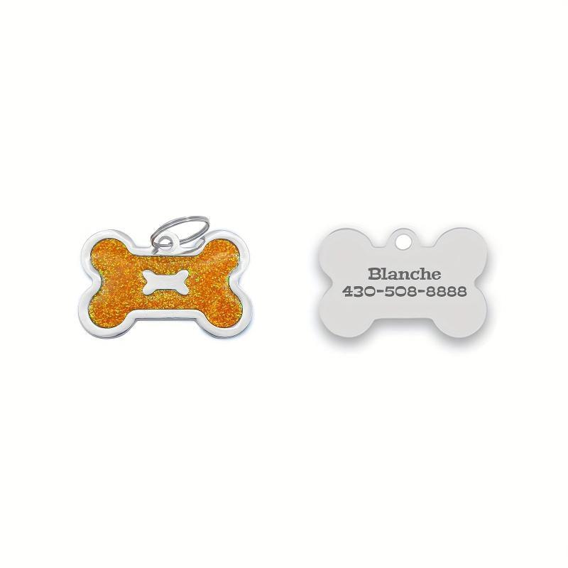 Custom Bone Shaped Dog Collar Pendants Engraved Pet Tag