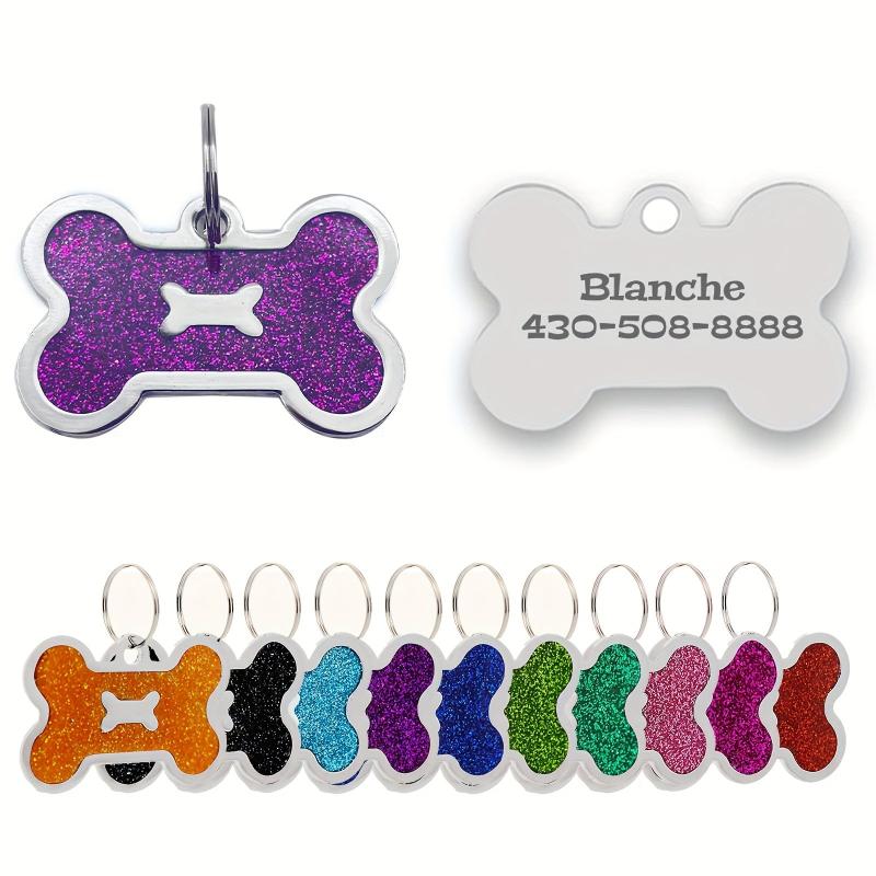 Custom Bone Shaped Dog Collar Pendants Engraved Pet Tag