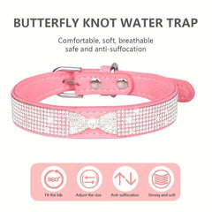 Sparkling Rhinestone Dog Collar & Engraved Nameplate