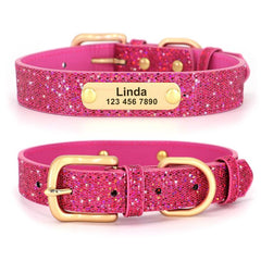 Glitter Anti-Lost Dog Collar w/ ID, Adjustable, for Small, Medium, Large