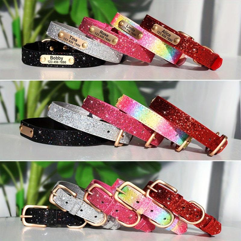 Glitter Anti-Lost Dog Collar w/ ID, Adjustable, for Small, Medium, Large