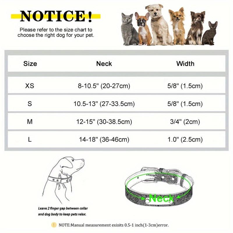 Glitter Anti-Lost Dog Collar w/ ID, Adjustable, for Small, Medium, Large