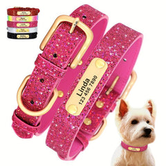 Glitter Anti-Lost Dog Collar w/ ID, Adjustable, for Small, Medium, Large