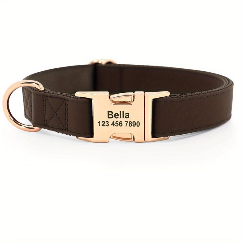 Personalized Dog Collar PU Leather Pet Collars Dog Necklace Customized ID Name