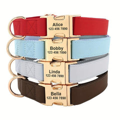Personalized Dog Collar PU Leather Pet Collars Dog Necklace Customized ID Name