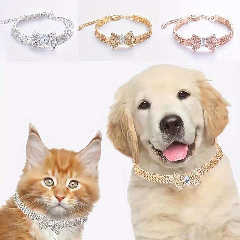 Sparkle & Shine Crystal Collar for Pets with Bow