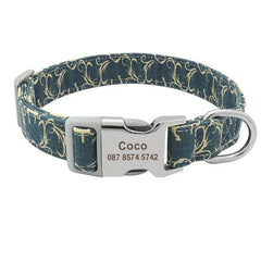 Custom Engraved Dog Collar Personalized Printed Pet Dog Tag Collar