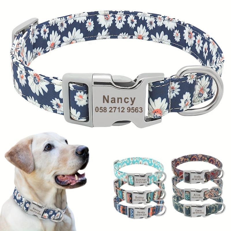 Custom Engraved Dog Collar Personalized Printed Pet Dog Tag Collar