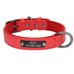 Engraved PU Leather Dog Collar for Small Medium Large Dogs