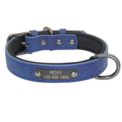 Engraved PU Leather Dog Collar for Small Medium Large Dogs