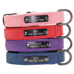 Engraved PU Leather Dog Collar for Small Medium Large Dogs