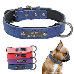 Engraved PU Leather Dog Collar for Small Medium Large Dogs