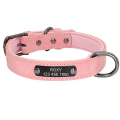 Engraved PU Leather Dog Collar for Small Medium Large Dogs