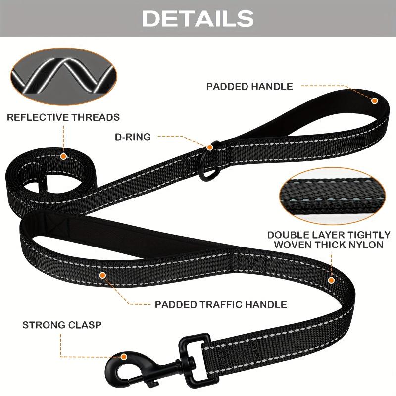 Taglory Reflective Double Handle Dog Leash for Large and Medium Dogs