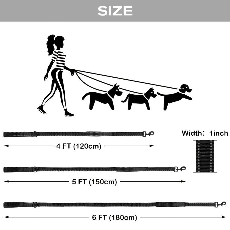 Taglory Reflective Double Handle Dog Leash for Large and Medium Dogs