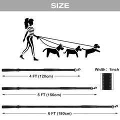 Taglory Reflective Double Handle Dog Leash for Large and Medium Dogs