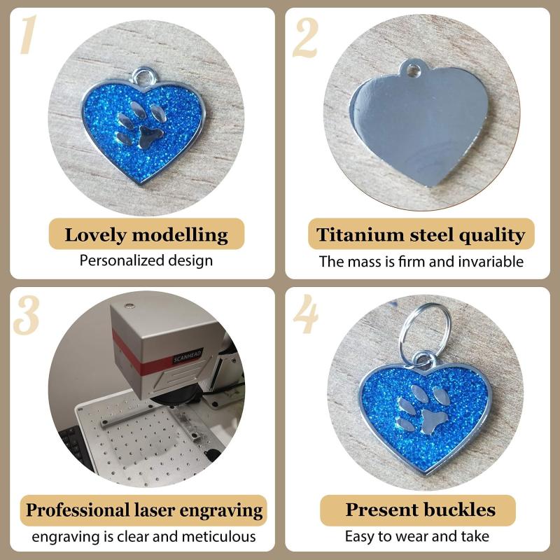 Custom Heart Shaped Pet Tag with Laser Engraving