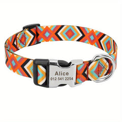 Adjustable Nylon Dog Collar with Engraved Name Buckle