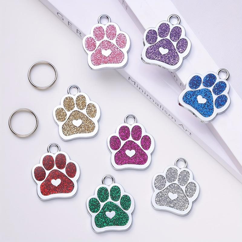 Personalized Stainless Steel Dog Tag with Heart and Paw Prints
