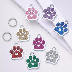 Personalized Stainless Steel Dog Tag with Heart and Paw Prints