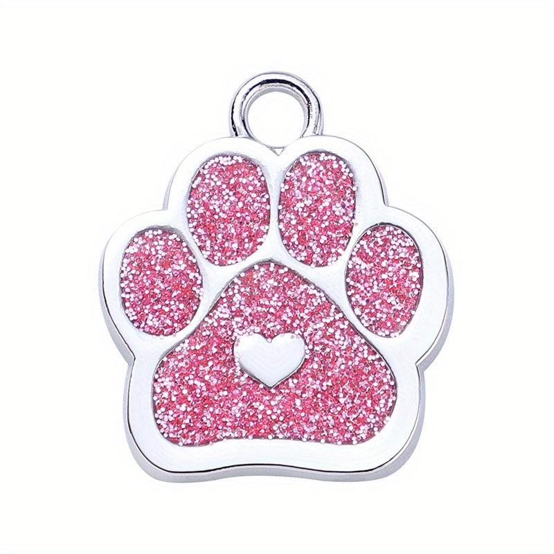 Personalized Stainless Steel Dog Tag with Heart and Paw Prints