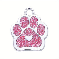Personalized Stainless Steel Dog Tag with Heart and Paw Prints