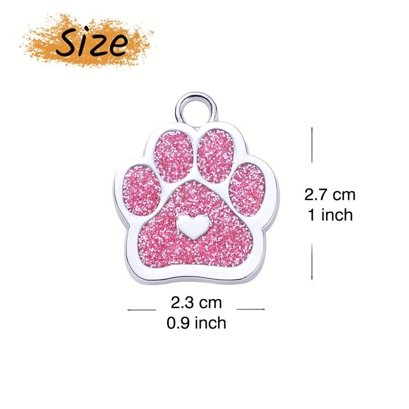 Personalized Stainless Steel Dog Tag with Heart and Paw Prints