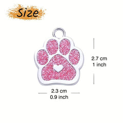 Personalized Stainless Steel Dog Tag with Heart and Paw Prints