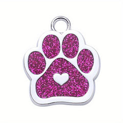 Personalized Stainless Steel Dog Tag with Heart and Paw Prints