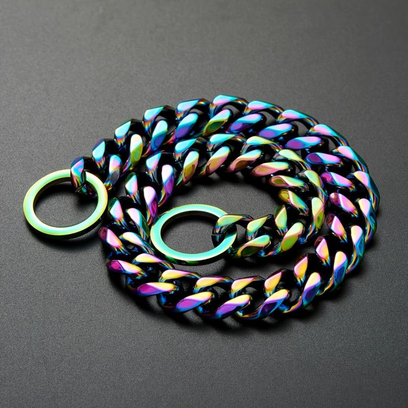 Colorful Cuban Chain Pet Dog Chain Heavy Duty Anti Slip Dog Collar