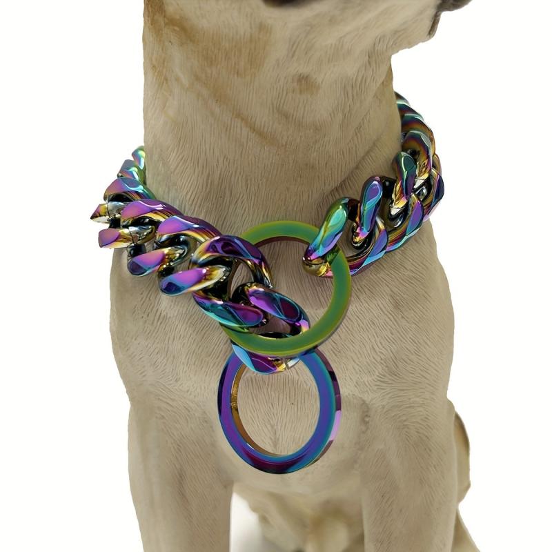 Colorful Cuban Chain Pet Dog Chain Heavy Duty Anti Slip Dog Collar