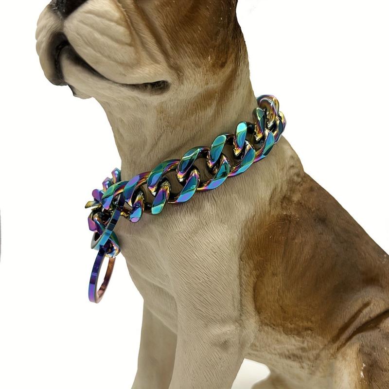 Colorful Cuban Chain Pet Dog Chain Heavy Duty Anti Slip Dog Collar