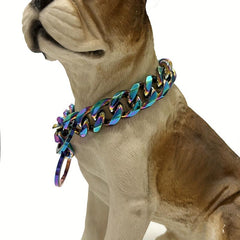 Colorful Cuban Chain Pet Dog Chain Heavy Duty Anti Slip Dog Collar