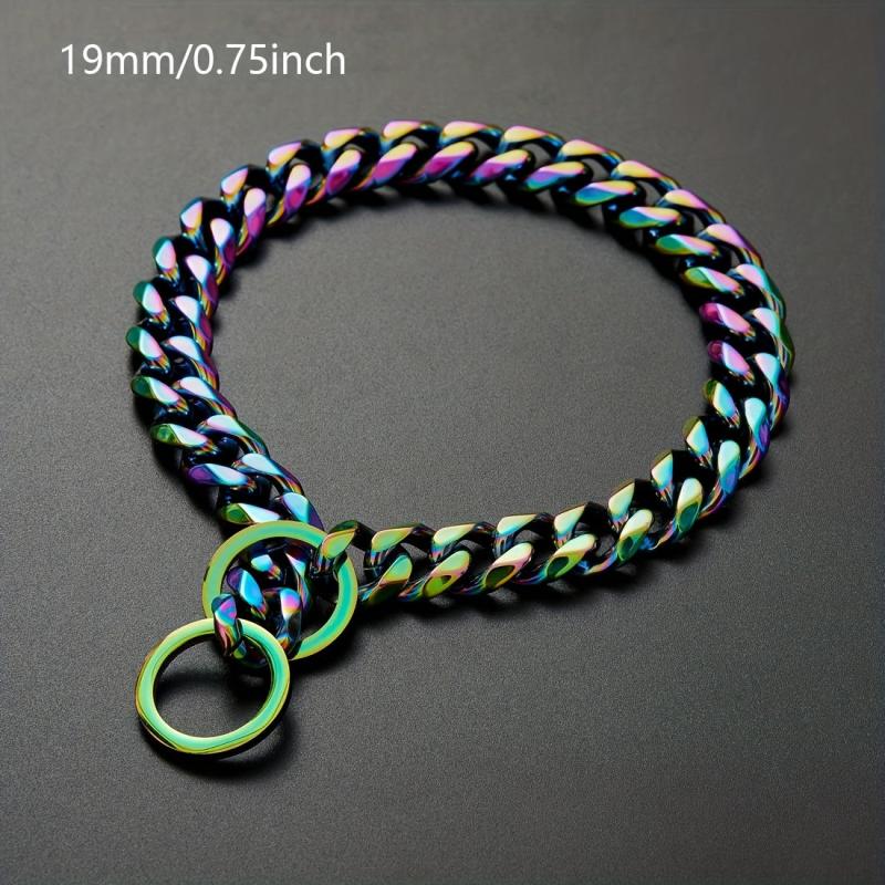 Colorful Cuban Chain Pet Dog Chain Heavy Duty Anti Slip Dog Collar