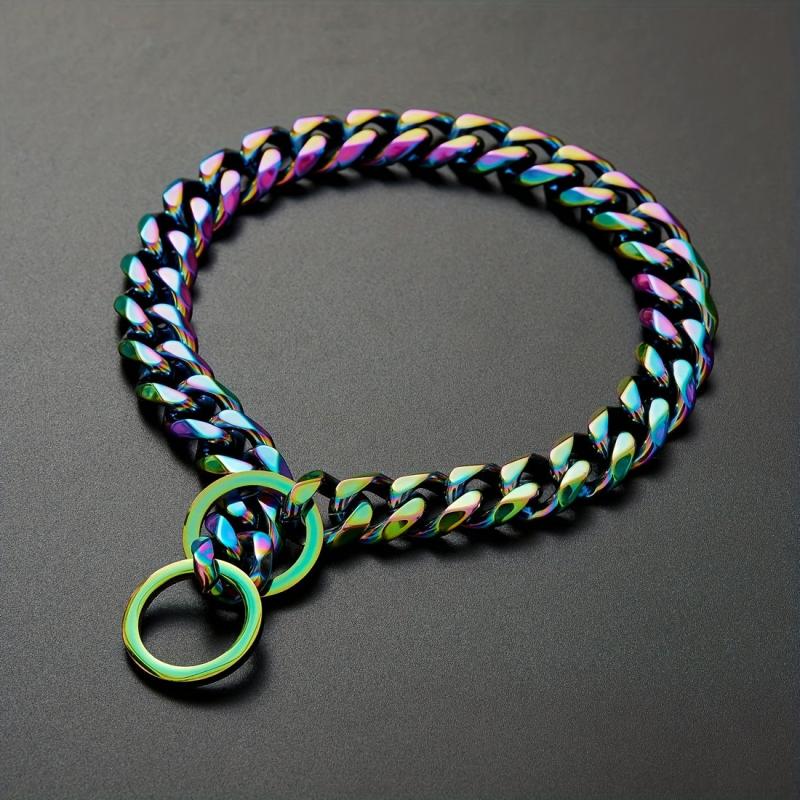Colorful Cuban Chain Pet Dog Chain Heavy Duty Anti Slip Dog Collar